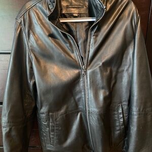 John Varvatos Black Leather Jacket - Size L